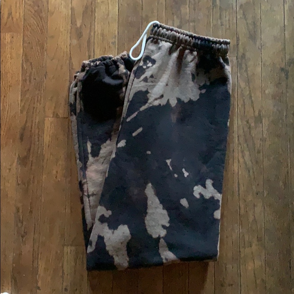 Black Bleach Dyed Sweatpants
